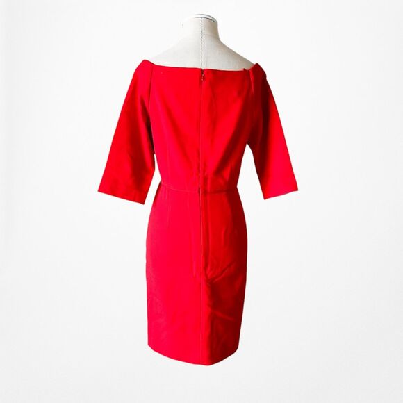 Vintage Y2K Red Quarter Sleeve Knee Length Bodycon Cocktail Dress Size M - Picture 5 of 6